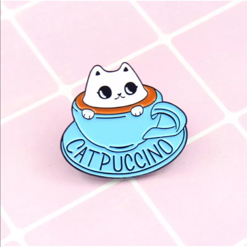 Catpuccino Cat Coffee Enamel Pin